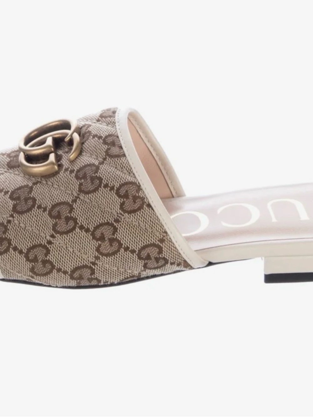 Gucci Beige GG Canvas Horsebit Slide Mule with Cream Trim